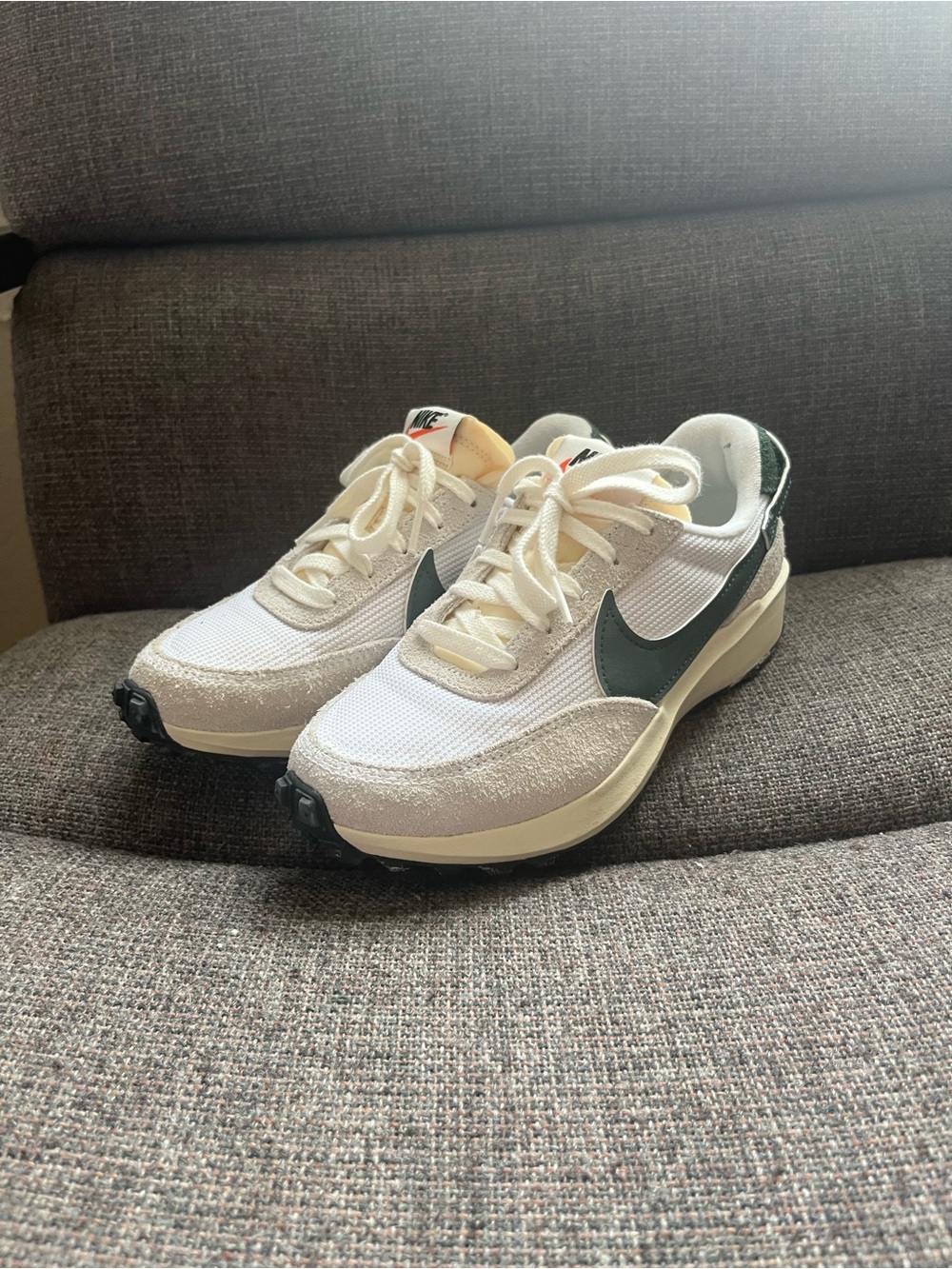 Nike Cream and Dark Green Runner Sneakers